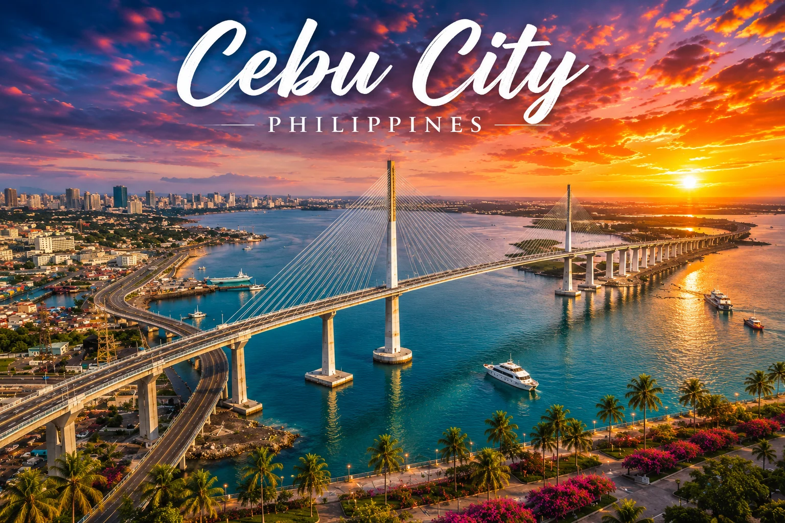 CCLEX Bridge at sunset in Cebu City