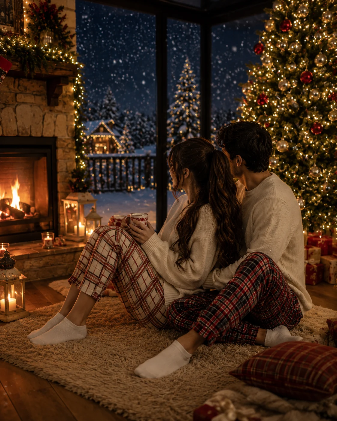 Christmas tree night scene