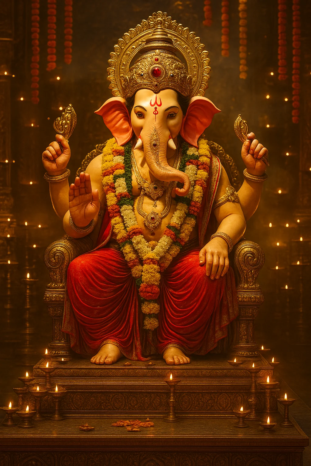 Lord Ganesha statue giving blessings