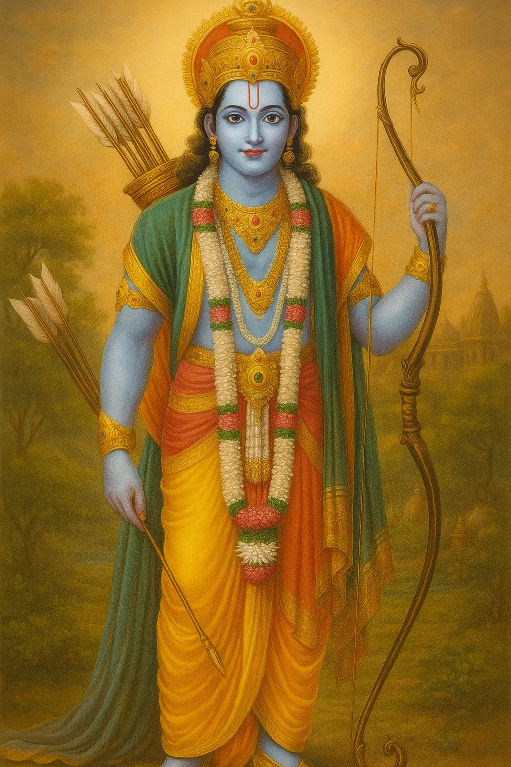 Lord Ram Ji standing with bow in traditional divine attire