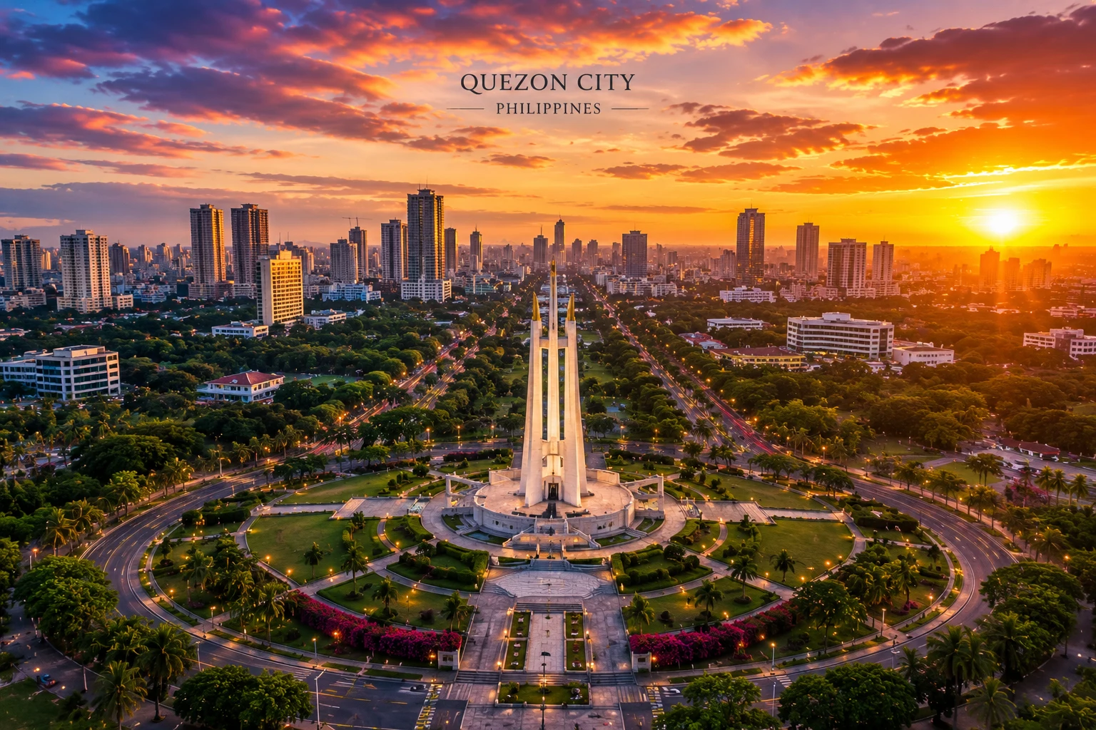 Quezon Memorial Shrine at sunset in Quezon City